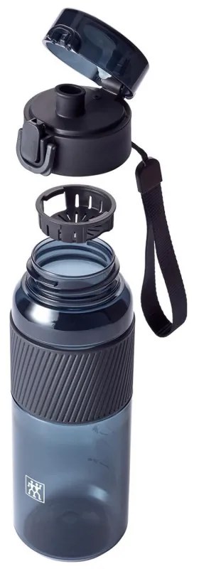 Sticla pentru apa Zwilling 1024176, 680 ml, Tritan, Rezistenta la impact si varsare, Filtru fructe, Fara BPA, Negru