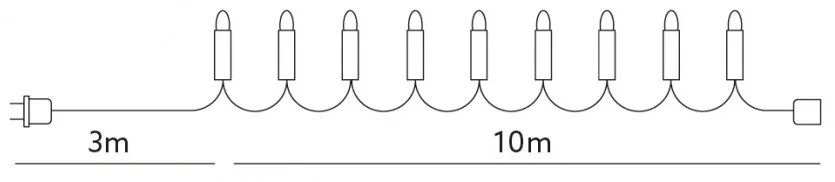 Sir luminos 100 leduri, 10 metri, 7 programe, 6W, lumina rece, Kobi