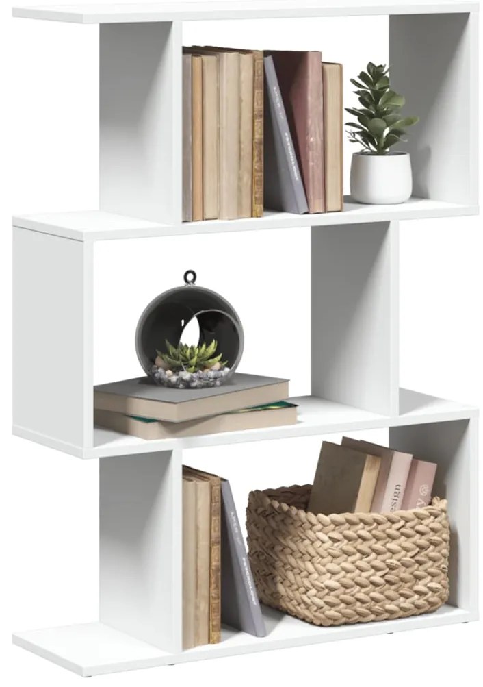 vidaXL Bibliotecă/separator cameră, 3 niveluri, alb, 70x24x97 cm, lemn