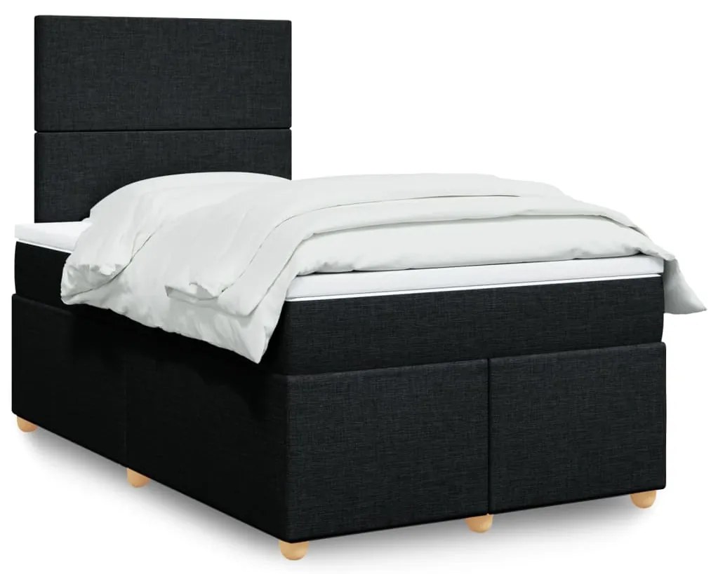 vidaXL Pat box spring cu saltea, negru, 120x200 cm, textil