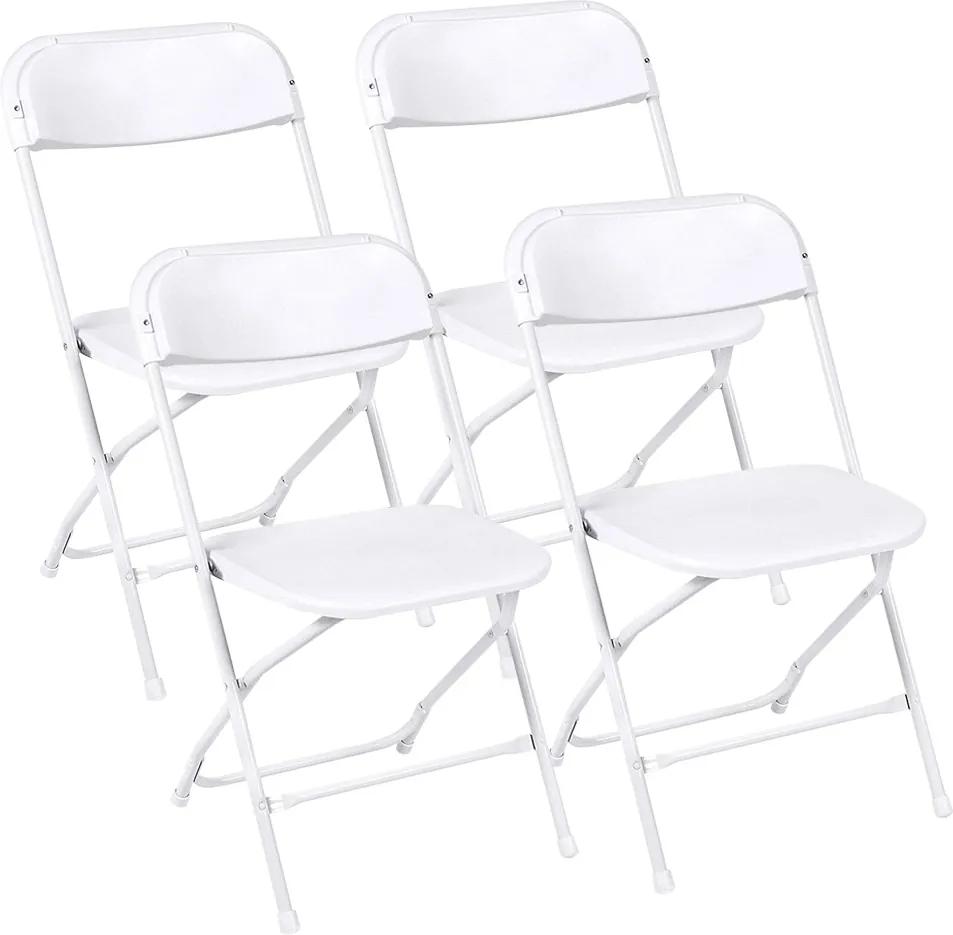 4 buc scaune pliante din plastic, alb