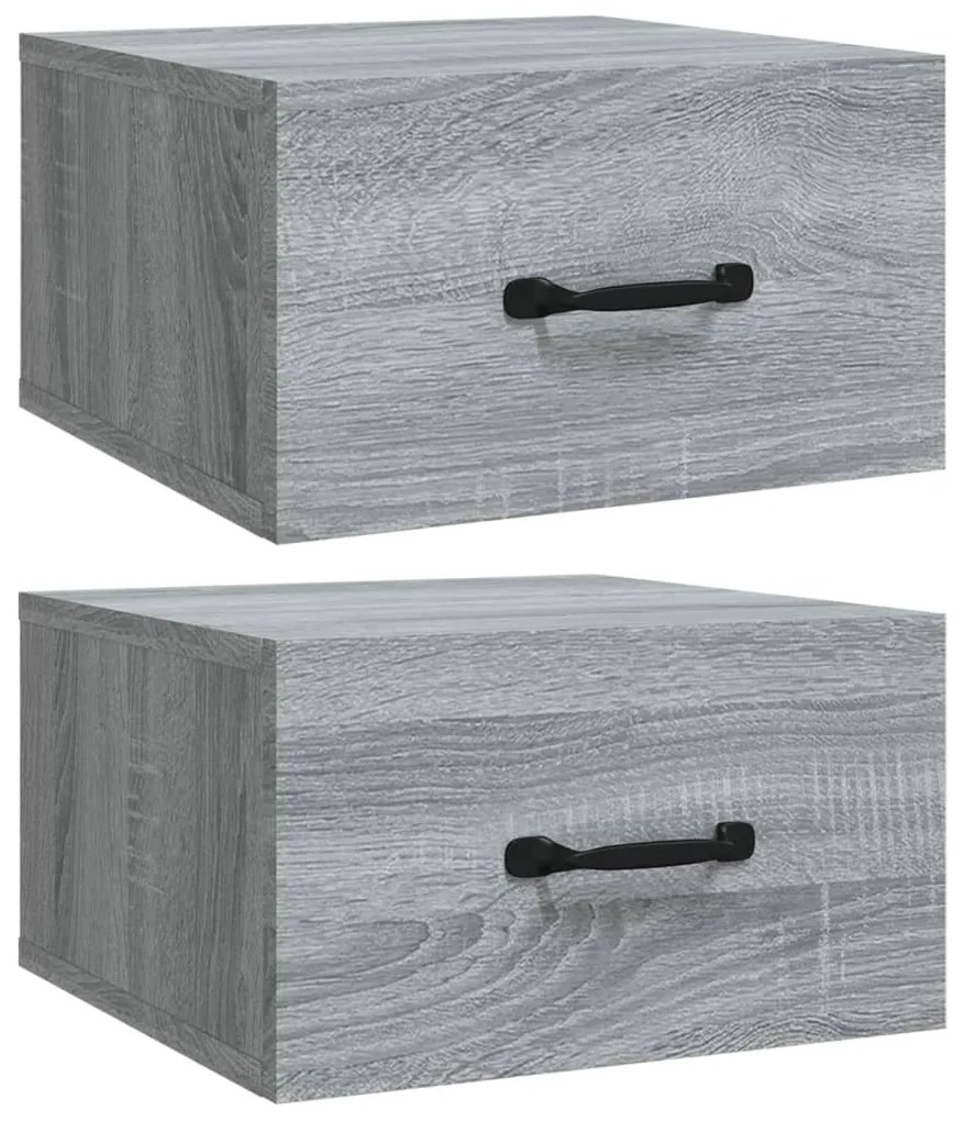 817582 vidaXL Noptiere de perete, 2 buc., sonoma gri, 35x35x20 cm
