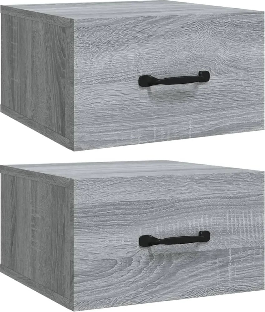 vidaXL Noptiere de perete, 2 buc., sonoma gri, 35x35x20 cm