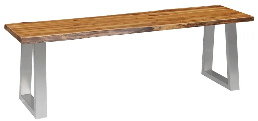 283895 vidaXL Bancă, 140 cm, lemn masiv de acacia și oțel inoxidabil