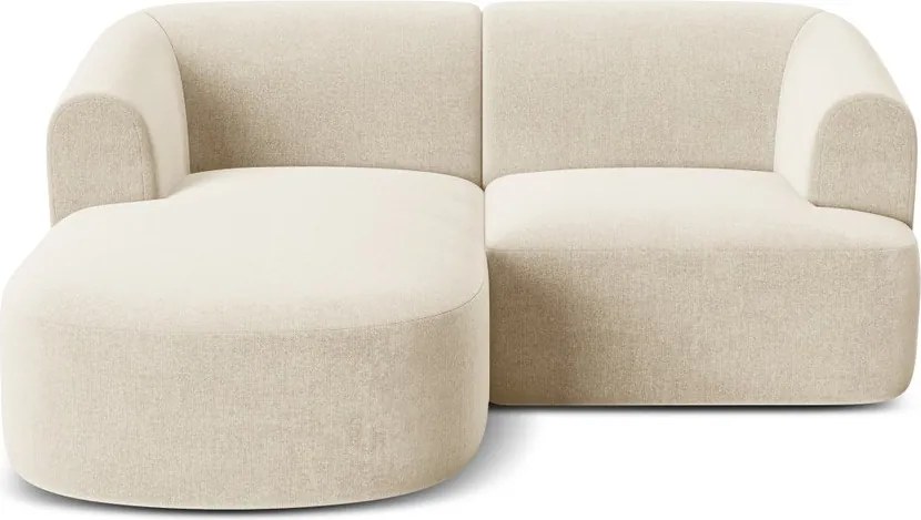 Colțar bej cu tapițerie din catifea (cu colț pe partea stângă/cu șezlong) Campi – Cosmopolitan Design