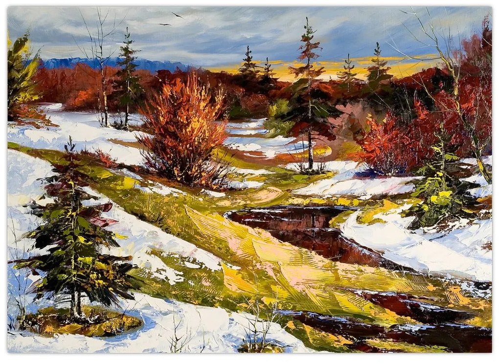 Tablou pe sticlă - Sosirea primăverii (70x50 cm)