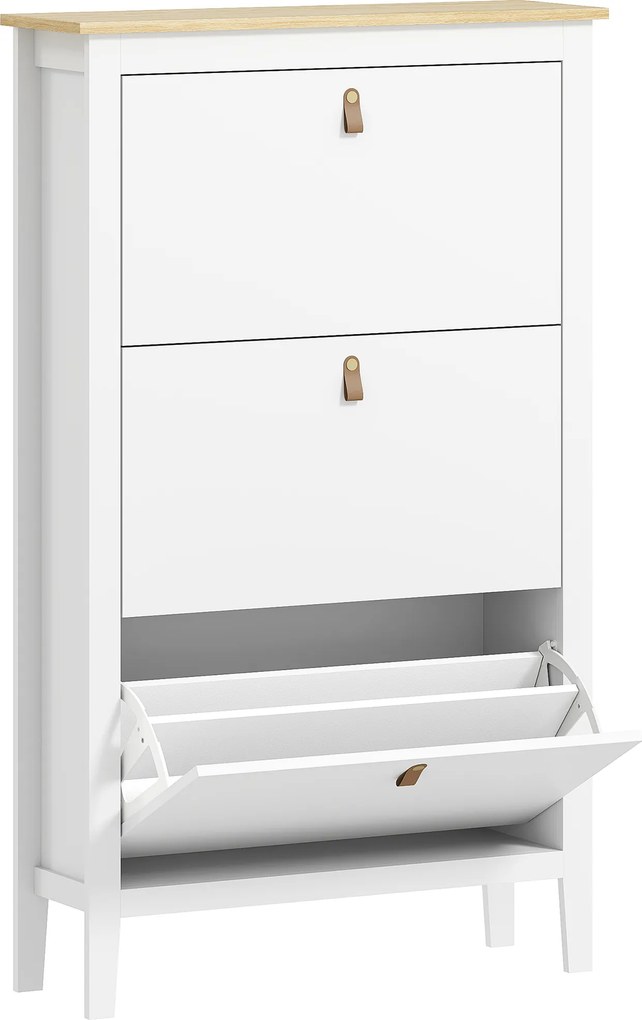 HOMCOM Pantofar Slim cu 3 sertare, pentru 21 perechi de încălțăminte, mărimea EU44 și rafturi reglabile, 80x24x131 cm, alb | Aosom Romania