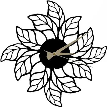 Ceas de perete Glozis Leaves Clock, ⌀ 48 cm, negru