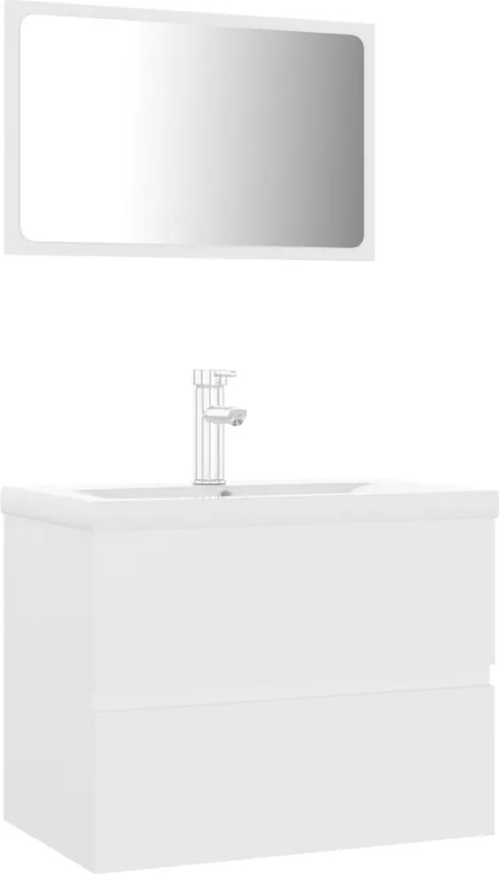 vidaXL Set mobilier de baie, alb, lemn prelucrat