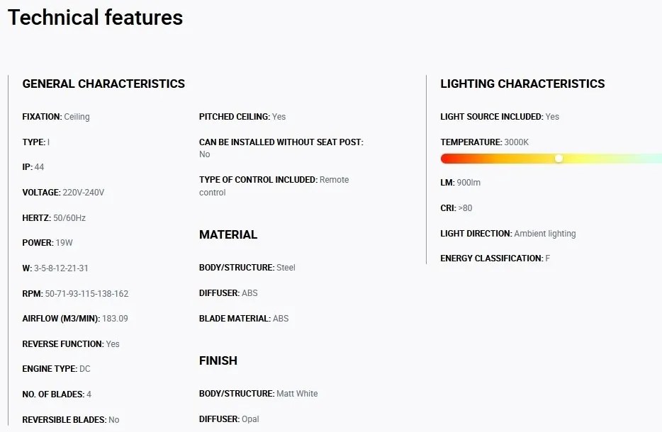 Lustra cu Ventilator si telecomanda pentru exterior TYPHOON M LED alb