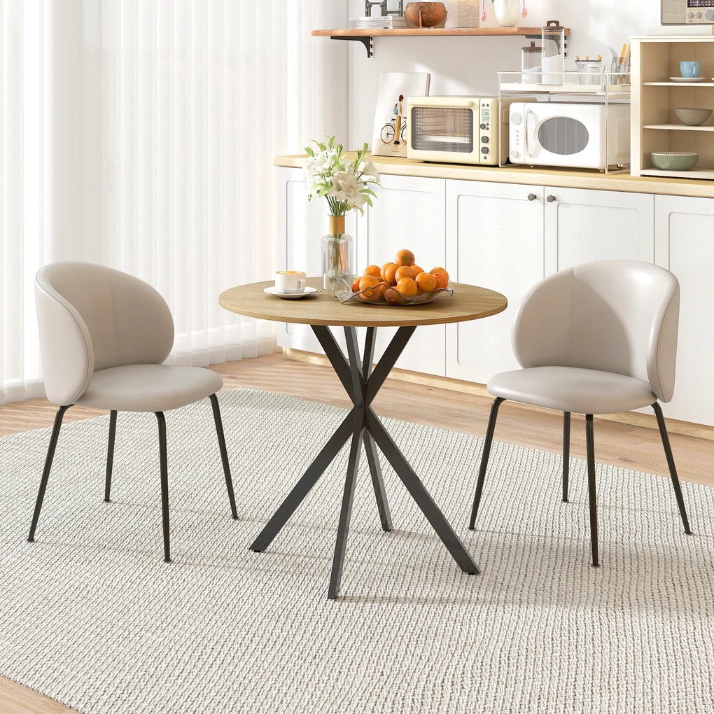 HOMCOM Masă Rotundă de Dining Industrială 80cm - Stejar Alb | Aosom Romania