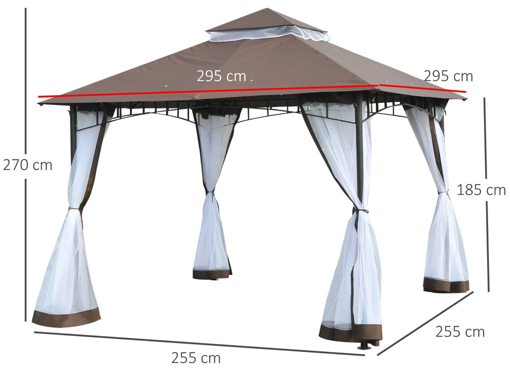 Foisor de Gradina Outsunny cu Acoperis, Plasa de Tantari 2 Nivele, Poliester| Aosom Romania | Aosom Romania