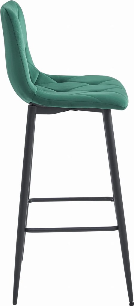 OFERTA Scaun de bar verde inchis NADO VELVET cu picioare negre II calitate