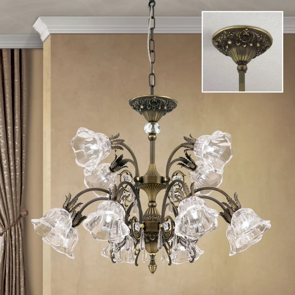Candelabru cristal design lux LA BOHEME D-76cm 12L old patina