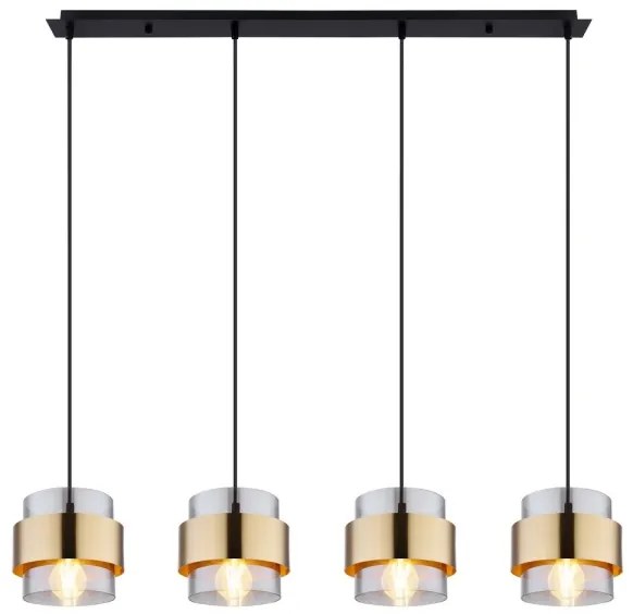Lustră pe cablu MILEY 4xE27/60W/230V neagră/alamă Globo 15560-4H