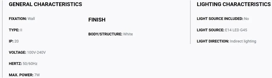 Aplica de perete iluminat ambiental KAPPU 25 alb