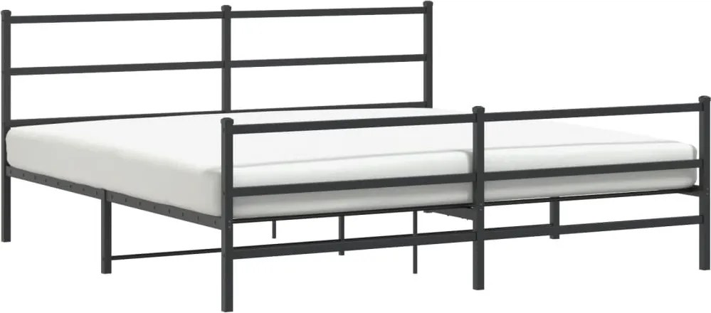 vidaXL Cadru pat metalic cu tăblii de cap/picioare, negru, 200x200 cm