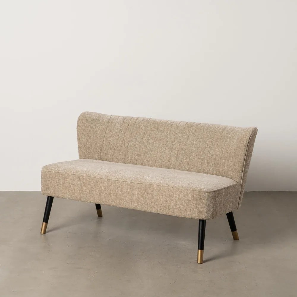 Canapea bej cu tapițerie din chenille 134 cm Glam – Ixia