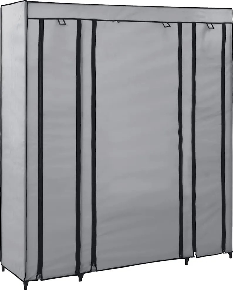 vidaXL Șifonier cu bare și compartimente, gri, 150x45x176 cm, textil