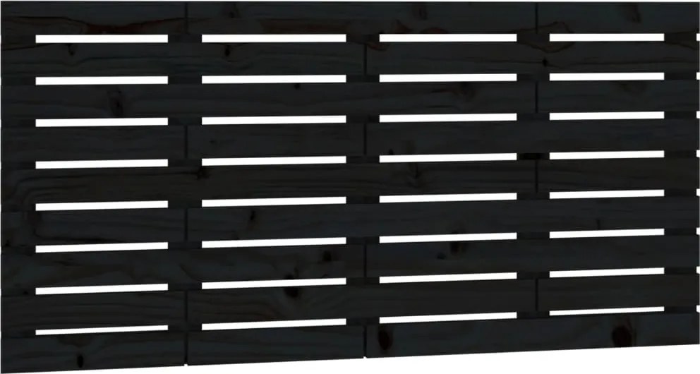 vidaXL Tăblie de pat pentru perete, negru, 126x3x63 cm, lemn masiv pin