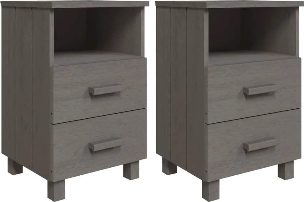 vidaXL Noptiere HAMAR, 2 buc, gri deschis, 40x35x62 cm, lemn masiv