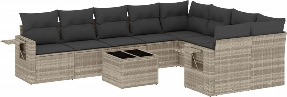 vidaXL Set canapele de grădină cu perne 10 piese gri deschis poliratan