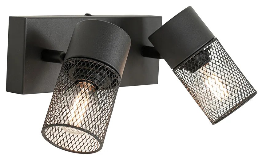 Spotlight industrial negru cu 2 lumini reglabile - Jim