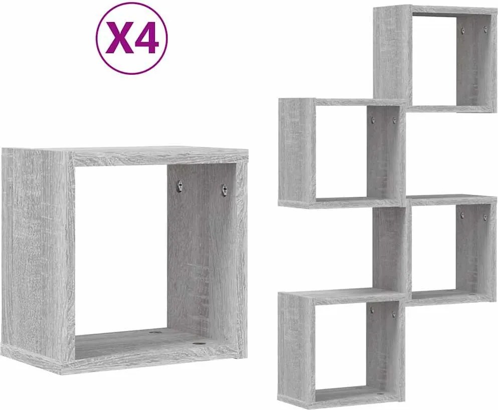 vidaXL Șemele de perete 4 pcs Gri Sonoma 26 x 15 x 26 cm Lemn compozit