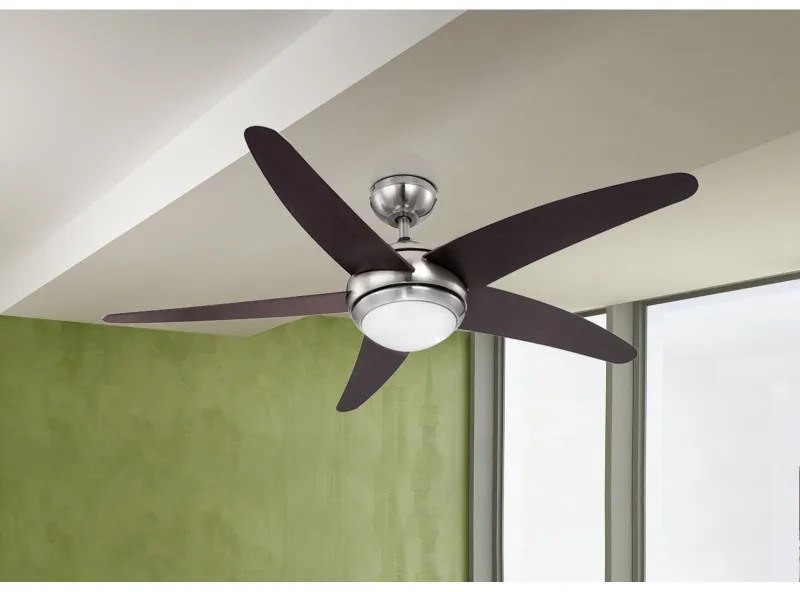 Candelabru Fabiola 0306, cu ventilator, 1xR7s, maro+nichel, IP20, Globo