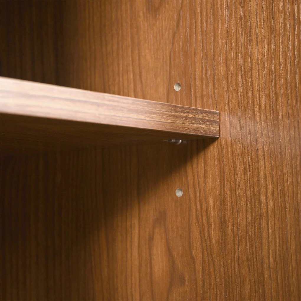 Comodă cu 3 sertare și 3 uși glisante, uși cu împletitură de ratan, 120×40×78 cm, Culoare naturală