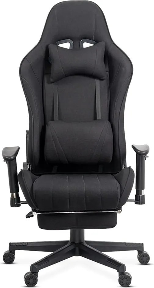 Scaun gaming negru din stofa, reglabil si modern OFF 296