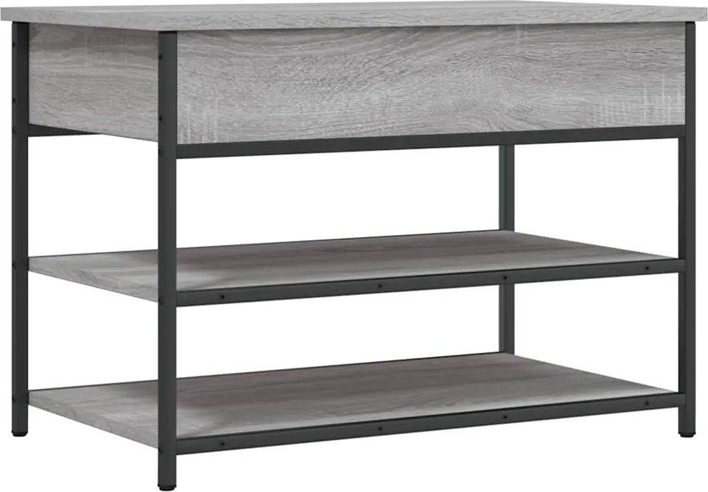 vidaXL Bancă de pantofi, gri sonoma, 70x42,5x50 cm, lemn prelucrat