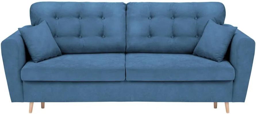 Canapea extensibilă cu 3 locuri și spațiu pentru depozitare Cosmopolitan Design Grenoble, albastru