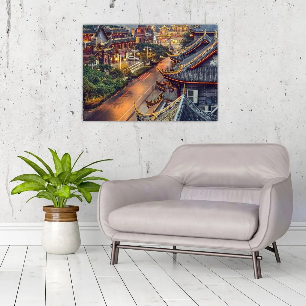 Tablou pe sticlă - Qintai Road, Chengdu, China (70x50 cm)