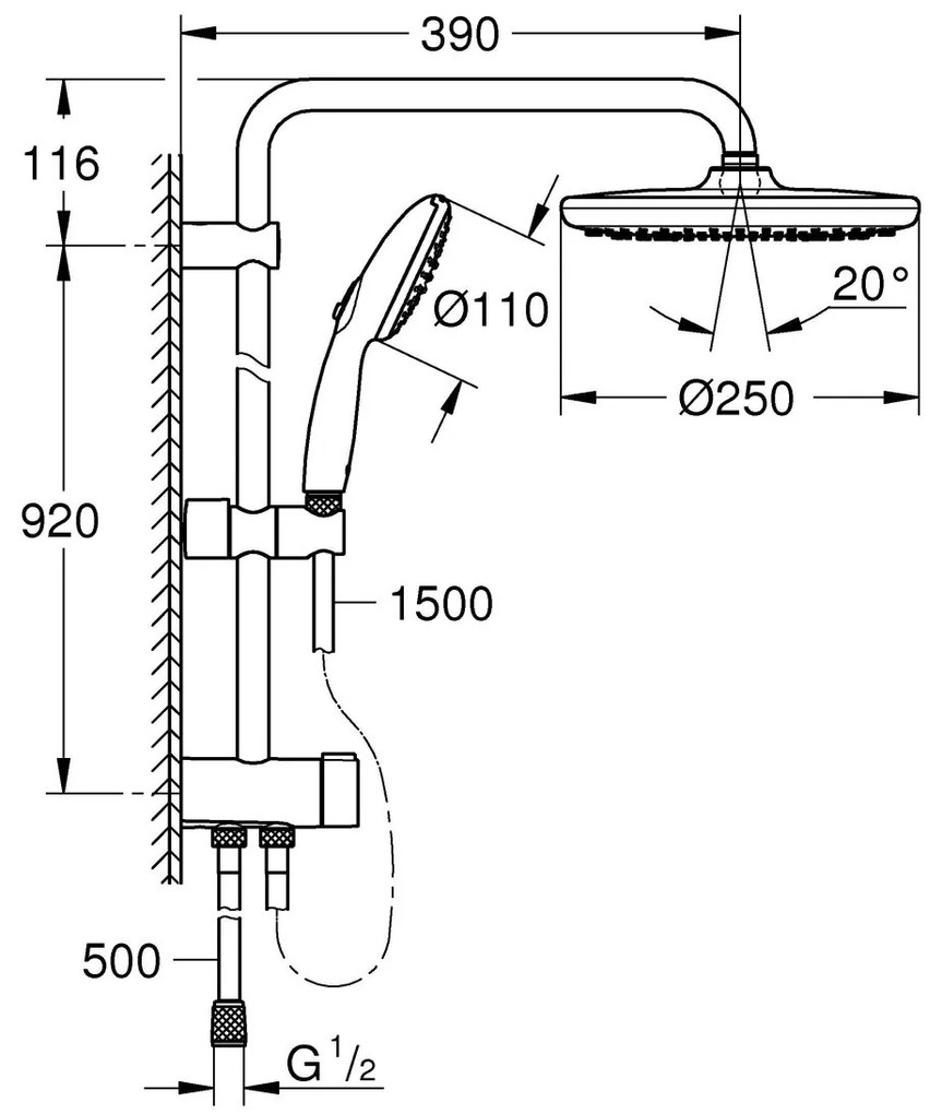 Grohe Vitalio Start System set de dus perete da crom 26989001