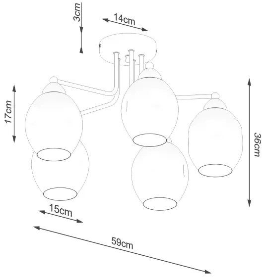Lustră pe tijă FILLAN 5xE27/60W/230V neagră Sollux SL.1145