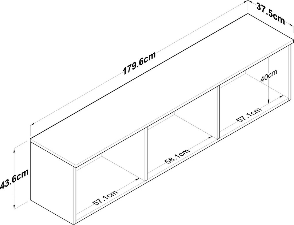 Dulap multifunctional, Hanah Home, EA103, 179.6x43.6x37.5 cm, Nuc/Alb