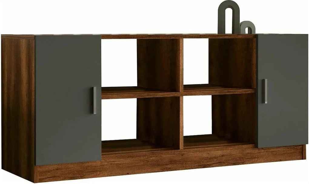 Comoda 956LCS1504, nuc/gri, PAL melaminat, 140x46x62 cm