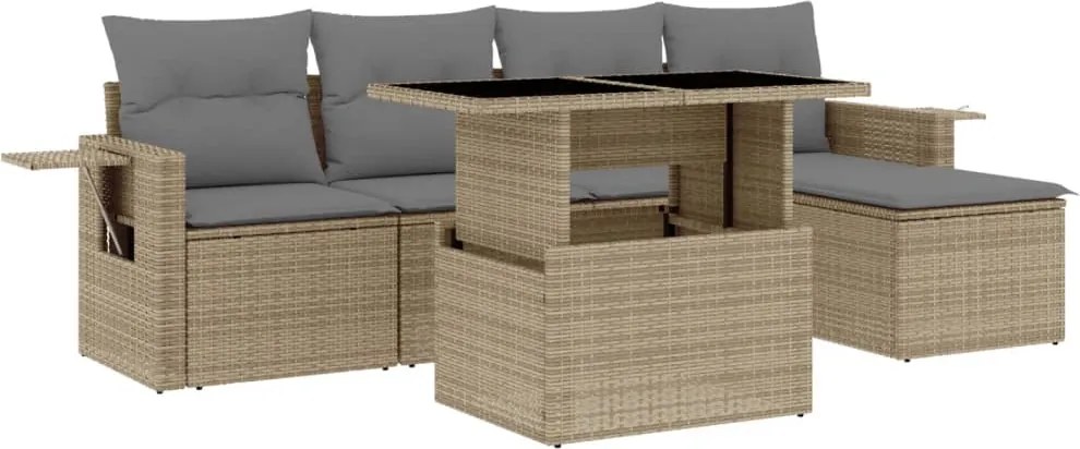 vidaXL Set canapele de grădină cu perne, 6 piese, bej, poliratan
