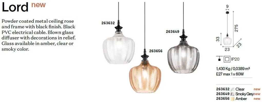 Pendul modern design decorativ LORD SP1 TRASPARENTE