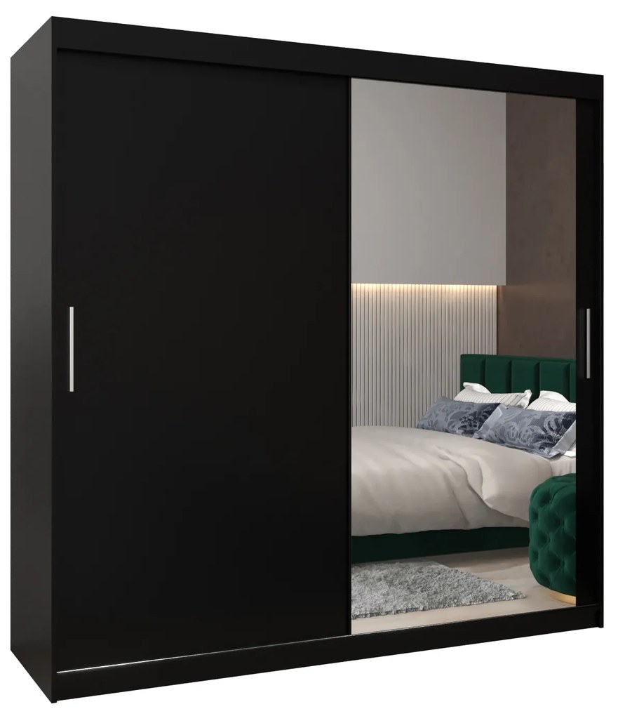 Dulap de haine 200 cm Toki 2 (negru mat + negru mat). 1065018