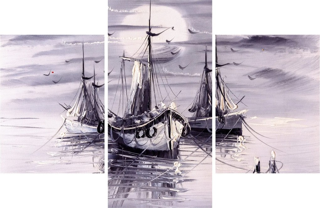 Tablou - Port marin, pictură în ulei (90x60 cm)