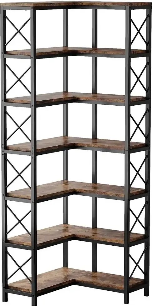 Biblioteca pentru colt din metal si pal melaminat 200x60x60x24 cm