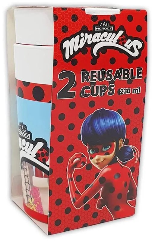Miraculos: Buburuza și Motan Noir Hero set de 2 pahare din plastic 230 ml