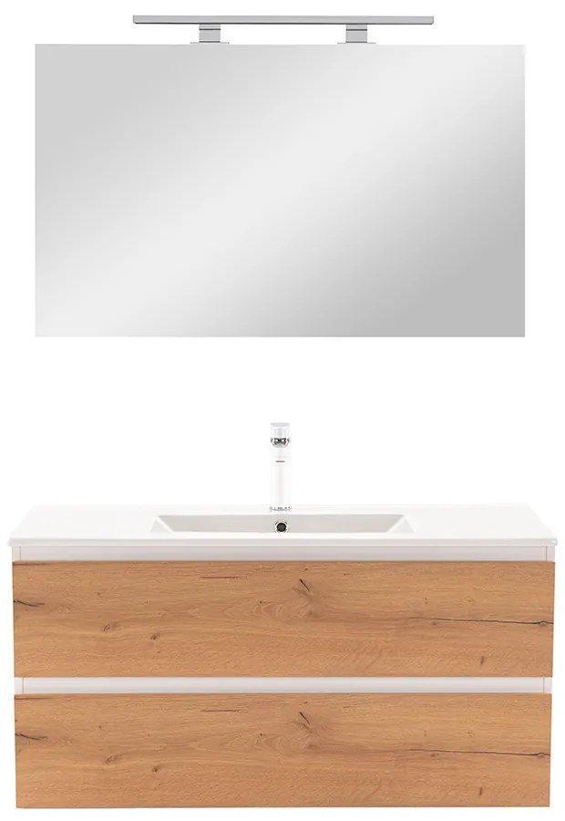 Mobilier complet de baie Vario Forte 100, stejar alb