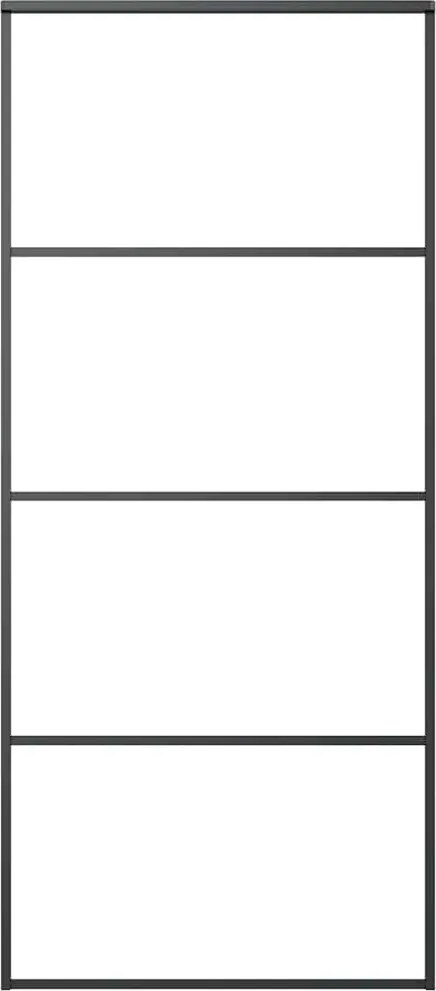 vidaXL Ușă glisantă, negru, 90x205 cm, aluminiu și sticlă ESG