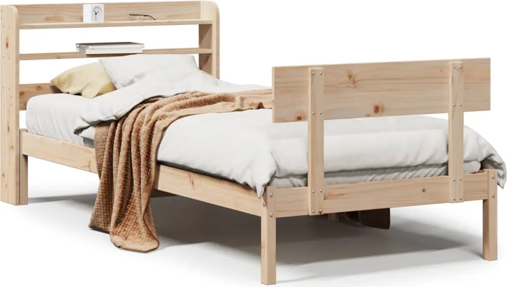 vidaXL Cadru de pat fără saltea, 90x200 cm, lemn masiv pin