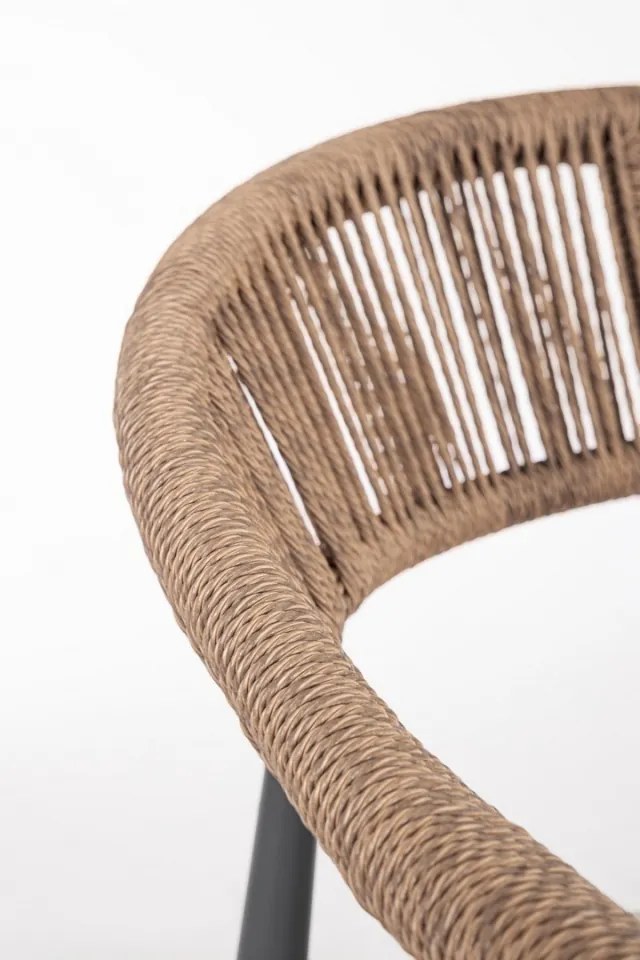 Scaun de gradina din aluminiu, cu perna detasabila, antracit / maro, Jandia Bizzotto