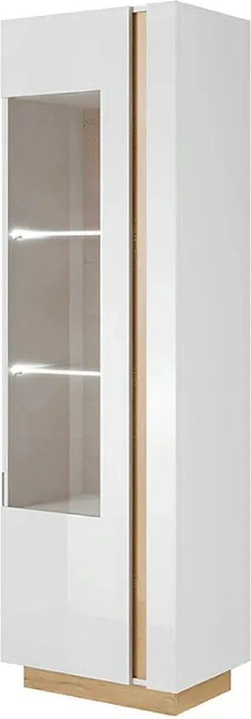 Vitrina CITY, alb/stejar, PAL melaminat/sticla, 60x40x194 cm