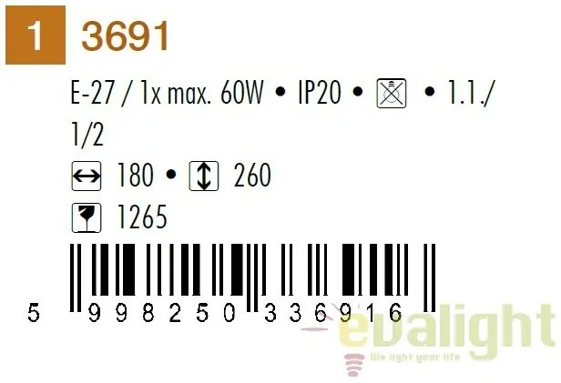 Aplica de perete, Elina 3691 RX